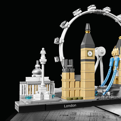 LEGO 21034 Architecture London Skyline model building set, includes London Eye, Big Ben, Tower Bridge, ideal for home or office decoration, great gift for collectors.