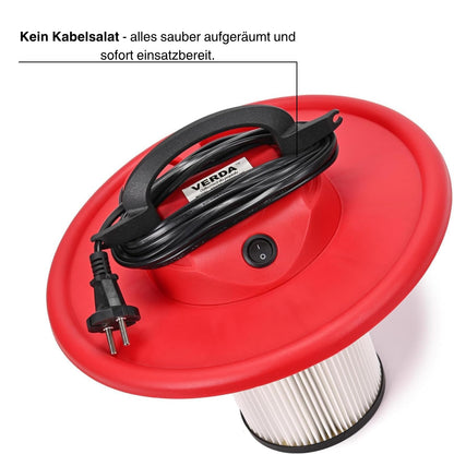 Ash vacuum 20L 1650W fireplace vacuum with HEPA filter + 3X bag filter, 2m suction hose + 4 wheels vacuum cleaner ash vacuum for fireplace SN184