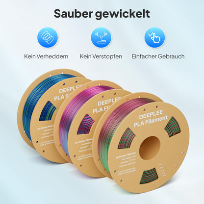 DEEPLEE Silk PLA Filament, Shiny Silk 3D Printer Filament 1.75mm, Multicolor Filament PLA, Dimensional Accuracy +/- 0.02mm, 1kg (2.2lb) Spool, Mint Green 1KG