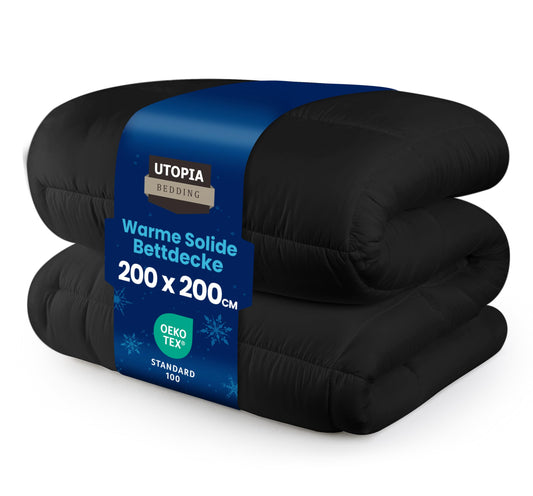 Utopia Bedding Comforter 200 x 200 cm, All-Season Duvet 370 GSM Filling, Breathable Sleep Blanket, Quilt, Super Soft Cozy (Black)