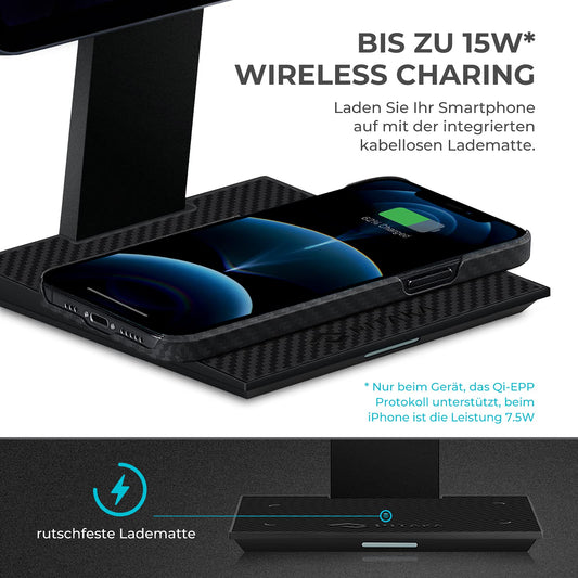 Pitaka Magnetic Tablet Stand - Adjustable holder with 15W wireless charging for iPad Pro and all tablets [MagEZ Stand] - Premium holder compatible with MagEZ Case 2 - Black