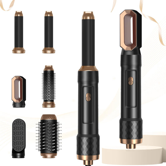 6 in 1 Hot Air Brush Set, Airstyler, with 6 attachments: 1000W Hairdryer, Round Brush Dryer Thermal Brush Airflow Curling Iron Automatic, Blow Dry Brush, Straightening Brush, Straighten, Curl, and Blow Dry Wet Hair.