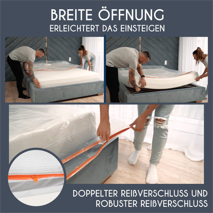Mattress cover 150x200 cm (Thickness 30 cm) made of plastic - storage bag for mattresses - protection for your mattress for storage - mattress storage bag with convenient zipper.