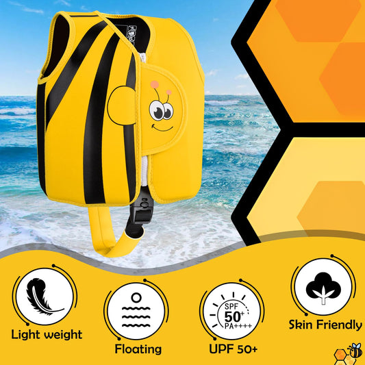 Fuqiduo Kids Neoprene & EPE Swim Vest, with Adjustable Crotch Strap for Girls/Boys Water Sports.