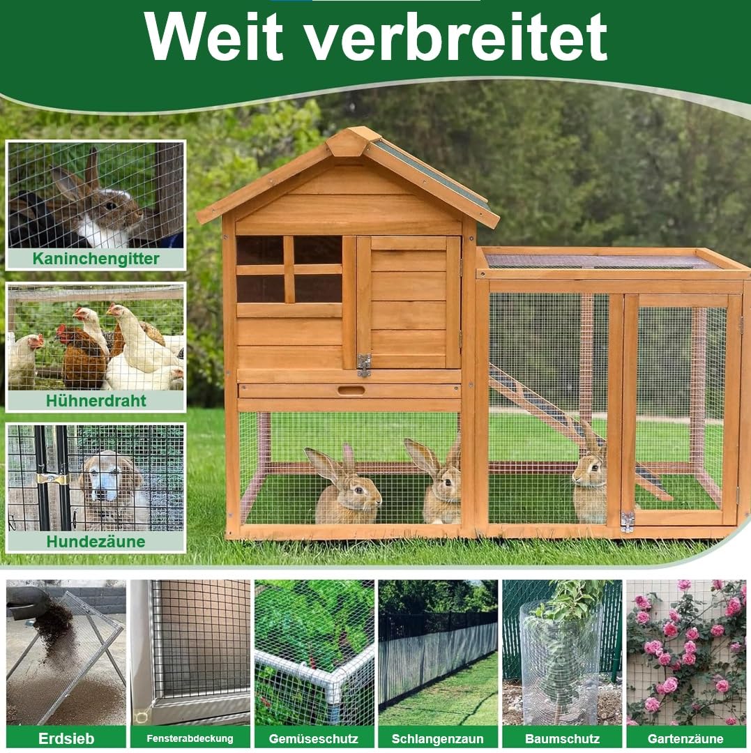 Amagabeli Wire Mesh 1m X 25m, Galvanized & Rustproof (12x12mm) - For Raised Bed, Aviary, Rabbit Fence, Mole Protection | Easy to Cut & Weatherproof
