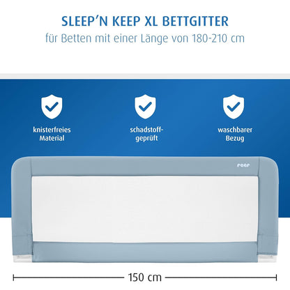 Reer Sleep'n Keep, bed guard rail for baby bed, 150 cm length for beds 180-210 cm long.