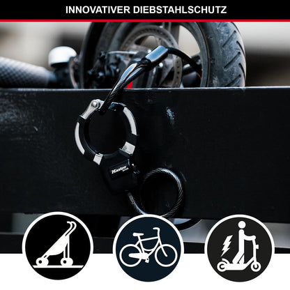 Master Lock Cable Lock with Key, 1m, Ideal for Scooters, Bikes, Strollers, Sports Equipment