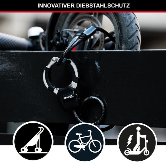 Master Lock Cable Lock with Key, 1m, Ideal for Scooters, Bikes, Strollers, Sports Equipment