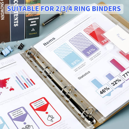 A4 document folder 42 pieces, A4 document bag for filing, Transparent folders with 11 hole border & Velcro closure, Waterproof collecting folders for organizing documents.