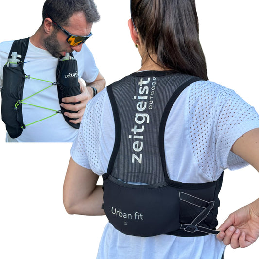 time spirit OUTDOOR® Running vest Women and Men Urban fit 2L optimal fit breathable ultralight running backpack 130-170gr hydration backpack Running Trailrunning Backpack
