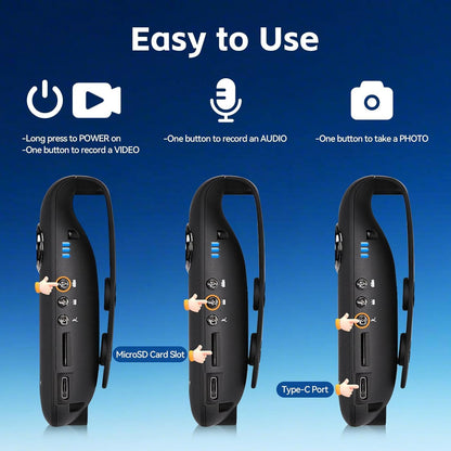 CAMMHD 1080P 64GB Body Camera Full HD Portable Bodycam One-Key Recording Motion Detection, 3-7 Hours Recording, Support OTG Connection (Max Support 512GB)