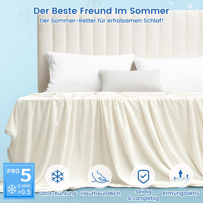 PHF Cooling Blanket 220x240cm, Arc-Chill Q-Max>0.5 double-sided self-cooling blanket, Sweat-absorbing and breathable Cream White Bedspread Sofa Blanket Living Room Blanket Travel Blanket (Cream White)