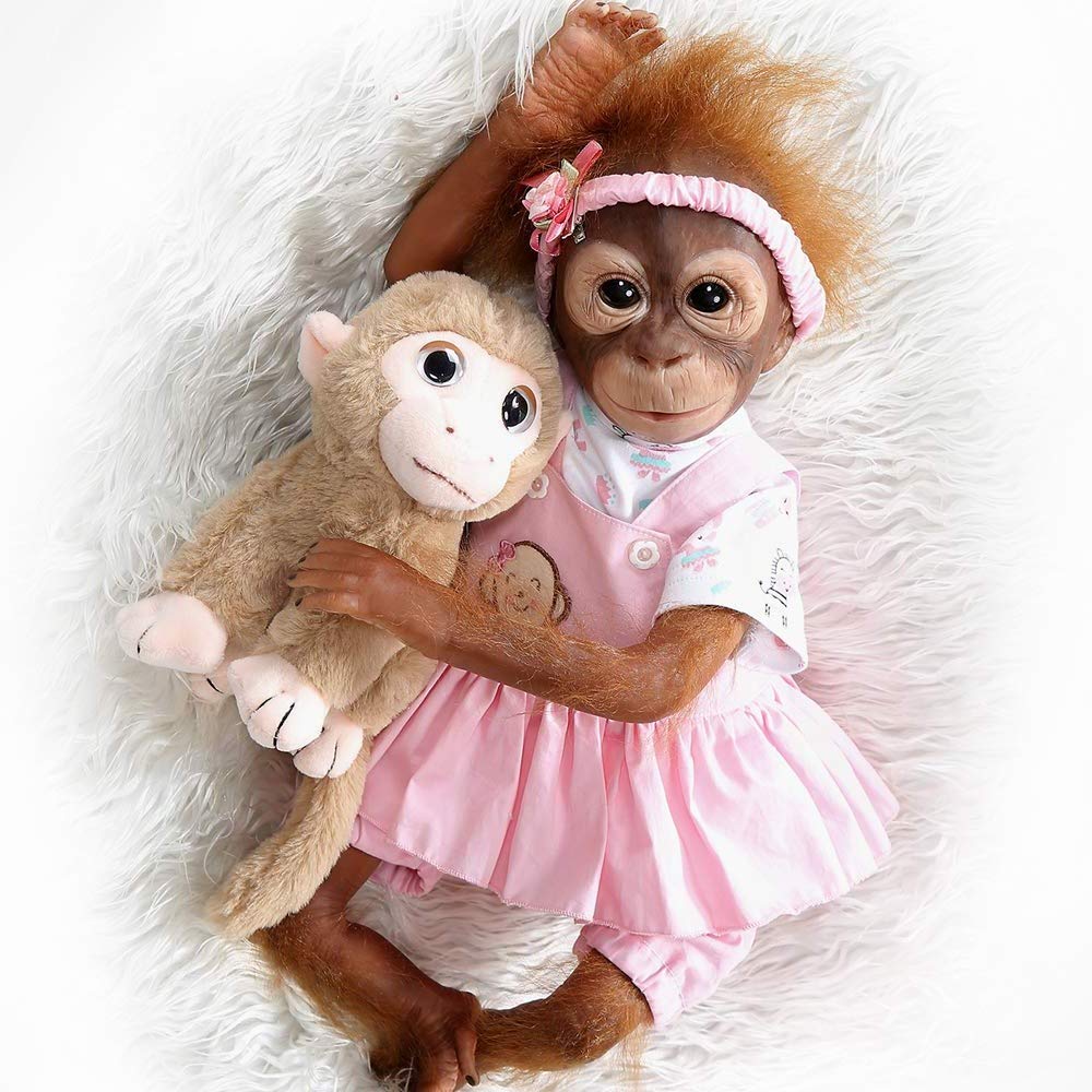 ZIYIUI Reborn Baby MONKEY Doll 21 Inch 52 cm Reborn Doll with Cloth Body Lifelike Baby Doll Realistic MONKEY Doll with Stuffed Animal