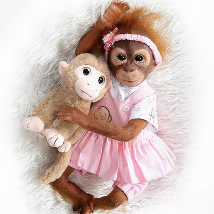 ZIYIUI Reborn Baby MONKEY Doll 21 Inch 52 cm Reborn Doll with Cloth Body Lifelike Baby Doll Realistic MONKEY Doll with Stuffed Animal