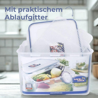 LocknLock PP Classic storage box airtight with handle & draining grate| 6.5L | 29.5 x 23 x 13.8 cm | 100% airtight and watertight container with lid | Freezer-safe storage container