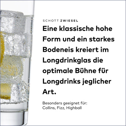 SCHOTT ZWIESEL Longdrink glass Bar Special (4-piece set), straight-lined drinking glass for Longdrinks, dishwasher-safe Tritan crystal glasses, Made in Germany (Item-No. 123639)