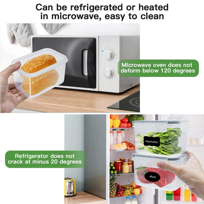 Baozun airtight food storage containers 8-piece set, kitchen storage box with plastic lids, cereal container for grains, flour, cereal (2.8L/2L/1.4L/0.8L)*2