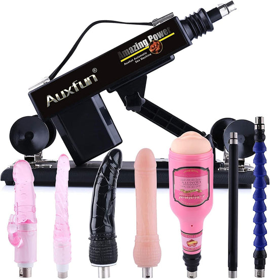 Auxfun Fuck Machine Sex Machine for Women Men, 3XLR Plug Love Machine with 7 Attachments Dildos Masturbator Anal Dildo, Sex Toy.