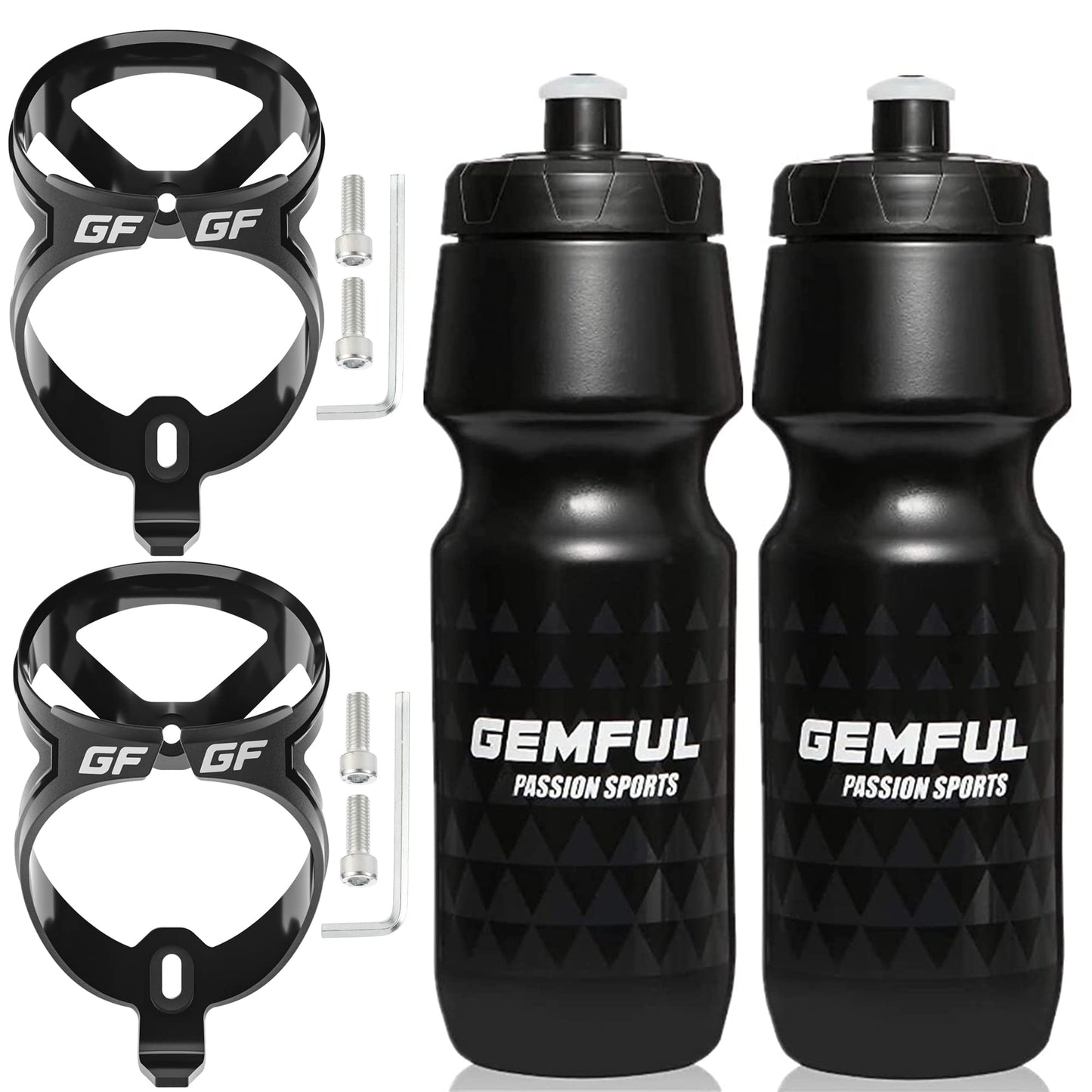 GEMFUL Drink holder for bike with 750ml BPA-free water bottle for MTB Racing Bike 4 pieces