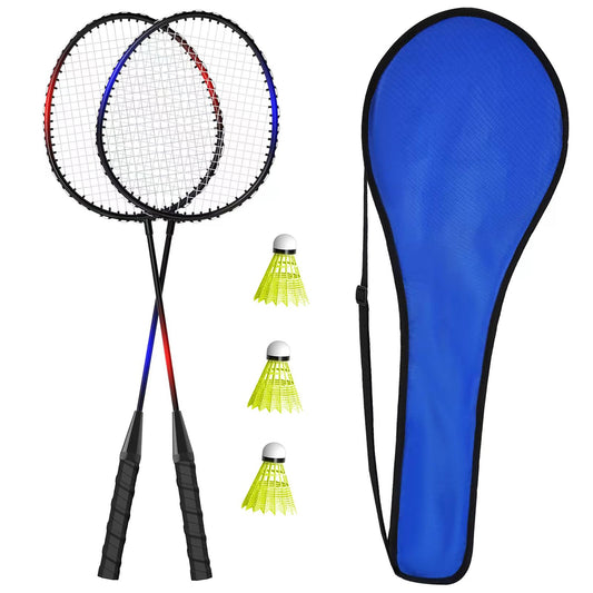 KH Badminton racket set for 2-4 players, for adults and kids, perfect for family backyard sport games. Includes rackets, shuttlecocks, and carrying case.