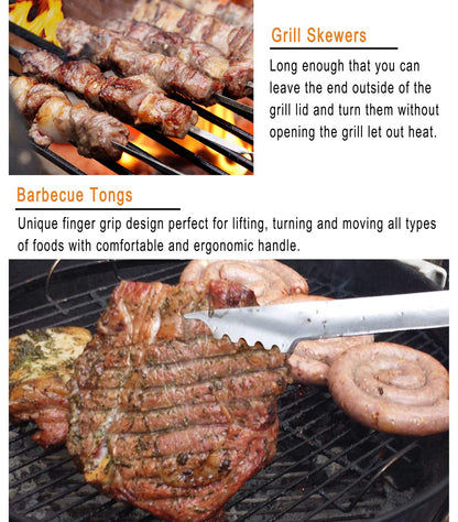 Grilljoy 20PCS BBQ Tool Set, High Performance Stainless Steel Grill Accessories in an Aluminum Case, Complete Outdoor Grill Kit, Perfect BBQ Set - Gift for Men and Women