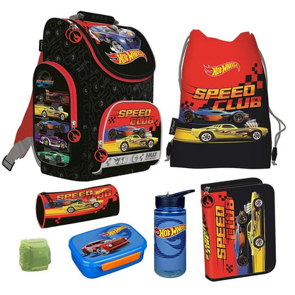 Familando Hot Wheels school backpack for 1st grade boys and girls · ergonomic satchel · school bag set