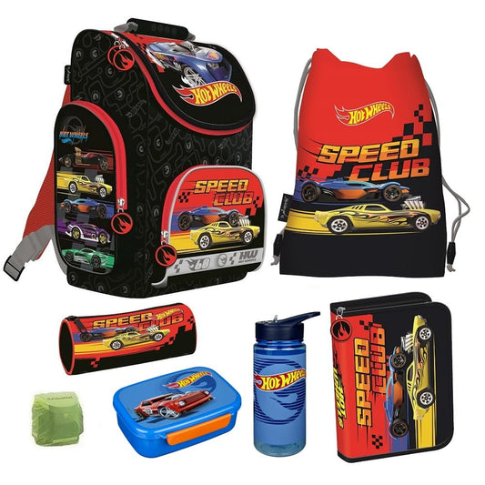 Familando Hot Wheels school backpack for 1st grade boys and girls · ergonomic satchel · school bag set