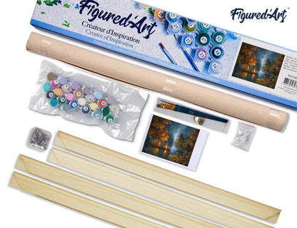 Figured'Art Paint by Numbers Adults With Frame Camping under the Starry Sky - Paint by Numbers Craft DIY Kit 40x50cm With Stretcher Frame (unstretched)