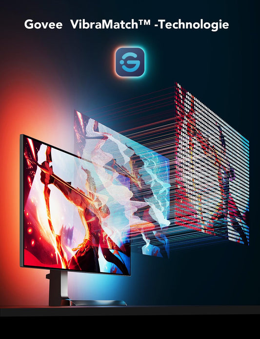 Govee Gaming Light for Monitor G1, TV LED Backlight for 27-34 inch TV or PC, Smart RGBIC Wi-Fi TV Backlight, Double Beads with 123 Scene Modes, App Control, Compatible with Alexa