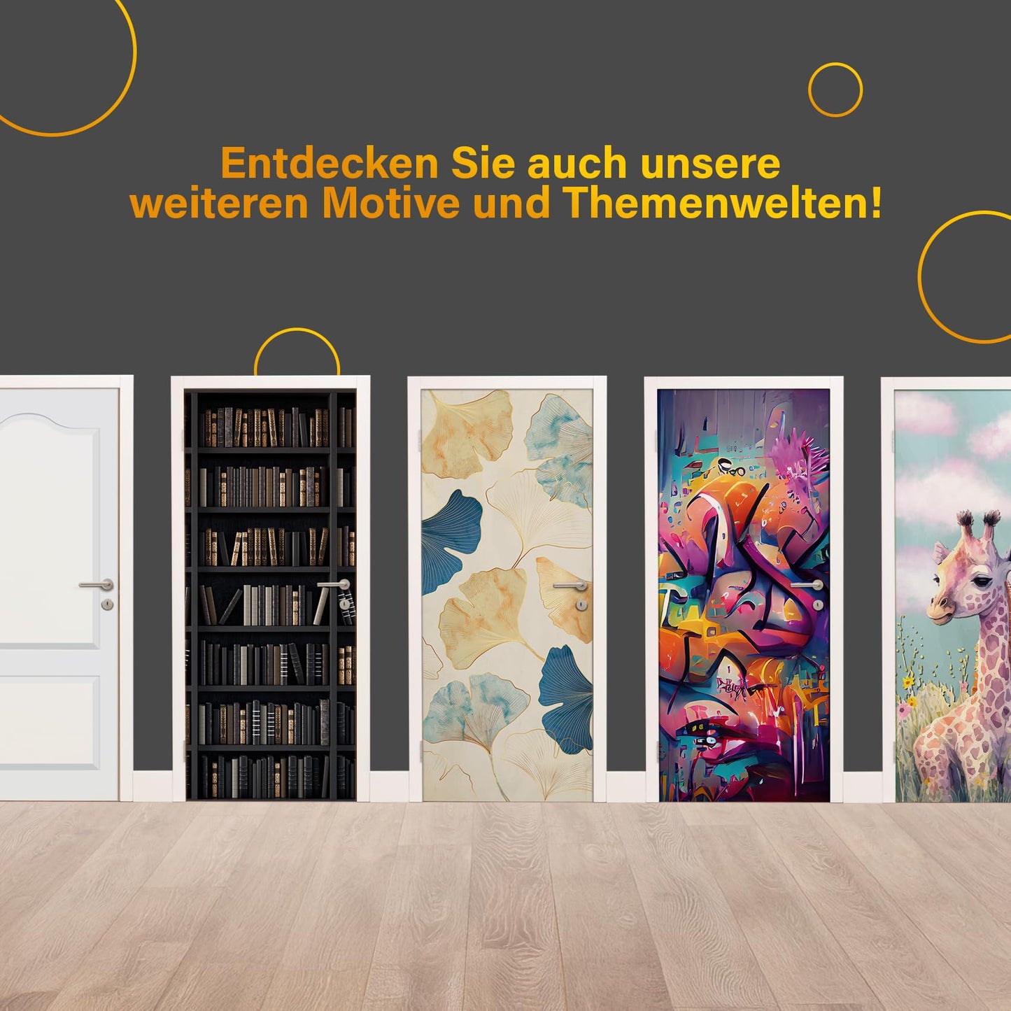 Finest Folia door film 90x200 cm door wallpaper door poster film for door living room children's room kitchen door sticker bathroom sticker self-adhesive TF02 (07 dandelion)