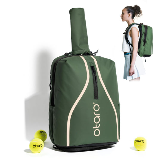 Otaro Tennis Backpack with Shoe Compartment Premium (Classic 32L; PRO 42L) Innovative layout & design | Tennis bag for hobby and professional tennis players, men and women (Classic 32L, Green)