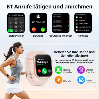 Smartwatch for women and men, 1.85" inch touchscreen smart watch with Bluetooth calls, watch for women and men with 140+ sports modes SpO2 heart rate monitor sleep tracker pedometer, wristwatch for iOS Android