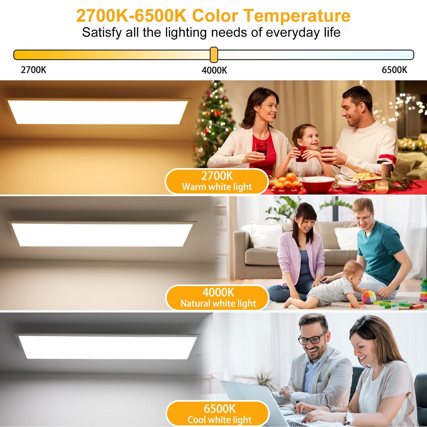 Dimmable LED ceiling light 100x25 cm, 28W ceiling light panel with remote control and memory function, Indirect strong luminous intensity light 2700K-6500K, Ultra thin daylight lamp for office living room kitchen
