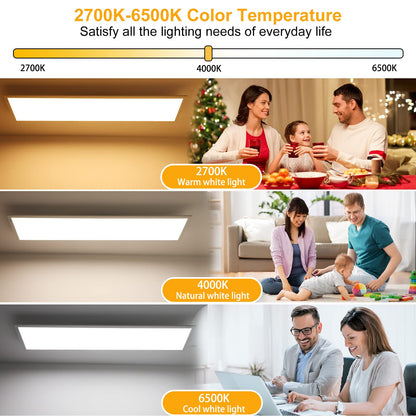 Dimmable LED ceiling light 100x25 cm, 28W ceiling light panel with remote control and memory function, Indirect strong luminous intensity light 2700K-6500K, Ultra thin daylight lamp for office living room kitchen