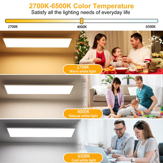 Dimmable LED ceiling light 100x25 cm, 28W ceiling light panel with remote control and memory function, Indirect strong luminous intensity light 2700K-6500K, Ultra thin daylight lamp for office living room kitchen