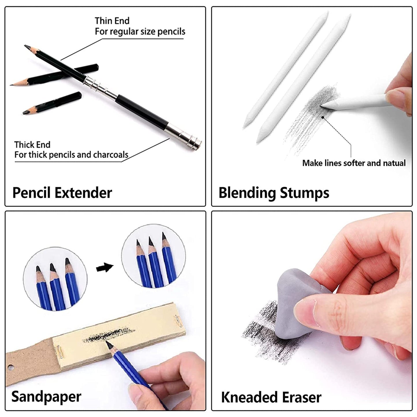 Cozii 51-piece charcoal pencil set includes graphite and color pencils, sketchbook, drawing supplies, and zippered carry case. Perfect for artists, adults.