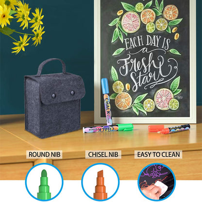 SUPERSUN 28 chalk markers for chalkboard Washable & kids chalk marker window 6mm with reversible tip, Ideal for chalkboard markers, window markers & chalk marker window.