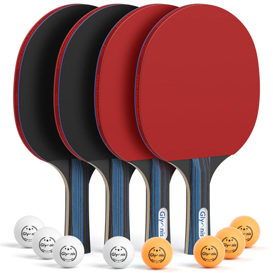 Glymnis table tennis racket, Portable table tennis set, Premium table tennis racket set, 3-star table tennis balls, Compact storage bag for beginners, families, professionals.