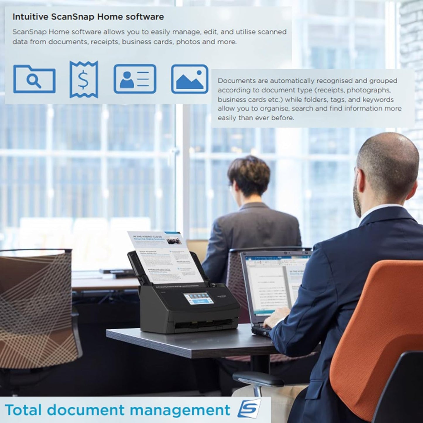 ScanSnap iX1600 Desktop Document Scanner Black - 5 GHz - Duplex, ADF, A4, WLAN, Touchscreen, USB 3.2