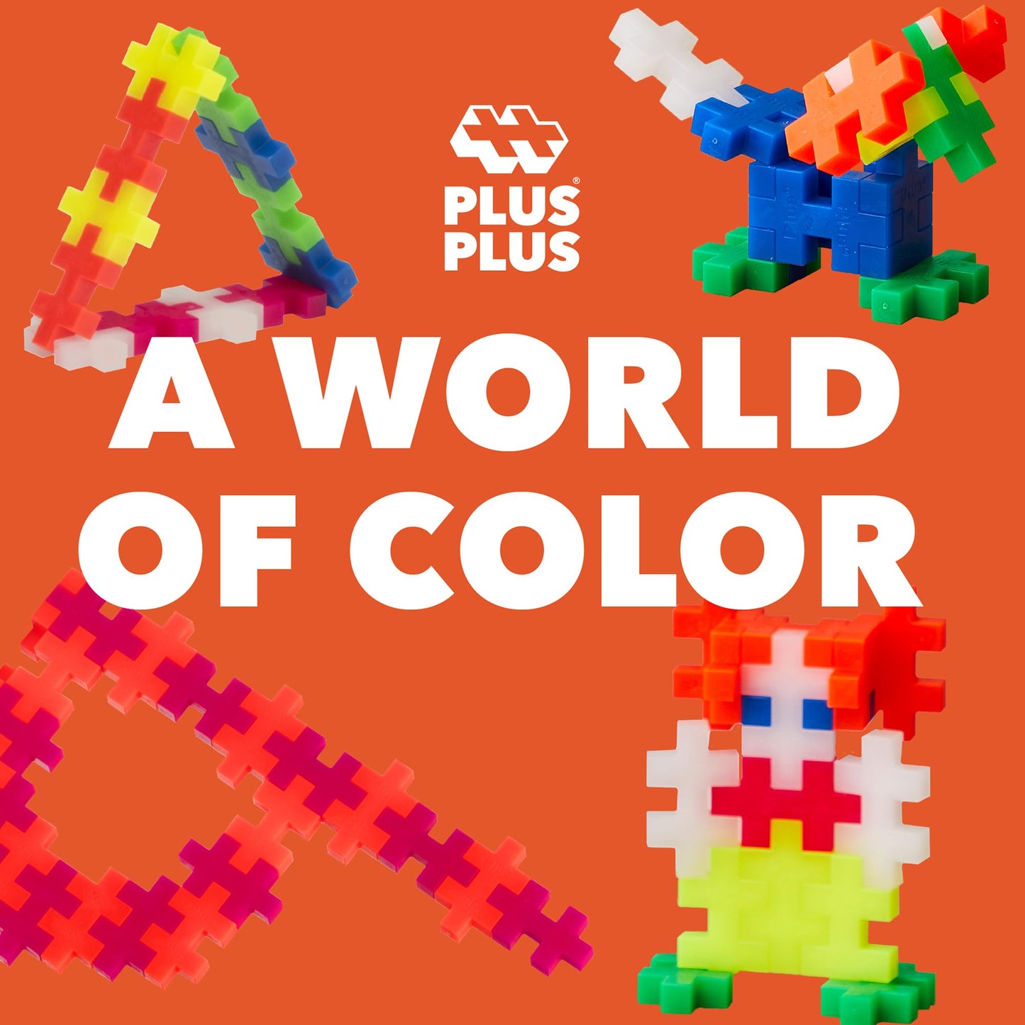 Plus-Plus 9603411 Creative Building Blocks, Big Neon Set, Awesome Construction Toy, 100 Pieces