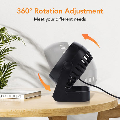 Litake USB Desk Fan RGB, Small Φ15cm Quiet Mini USB Fan with 8 light modes & 3 speeds 360° rotation 152cm cable Portable Desk Fan for rooms offices car travel