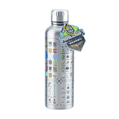 Minecraft Metal Water Bottle - Officially licensed, leakproof, for hot & cold drinks, with in-game items, gift for Minecraft fans, 470 ml (16 fl oz)