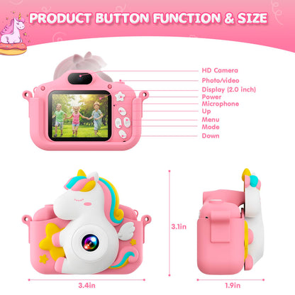 Children's camera, CAMCLID Kids Camera 1080P 2.0" Screen Digital Camera for Kids with 32GB Card, Christmas Toy Gifts for 3 4 5 6 7 8 9 Year Old Boys and Girls (Pink)