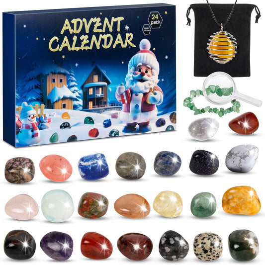 Gemstone Advent calendar 2024, Christmas calendar 2024 with 24 days Advent calendar stones crystals, Advent calendar gemstones for children, Christmas gifts for boys, girls.
