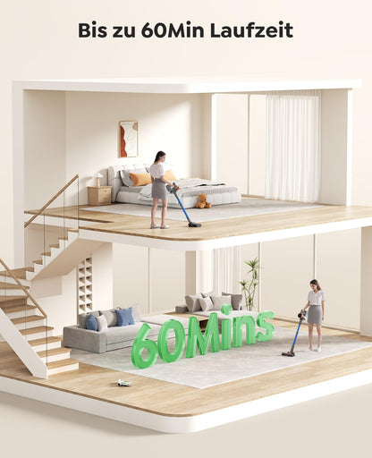 Cordless Vacuum Cleaner 550W/45000Pa/60min Runtime, Wireless Vacuum with Docking Station, Lightweight Standalone Cordless Vacuum, Super Quiet Battery-Powered Vacuum for Hard Floors Carpets Pet Hair
