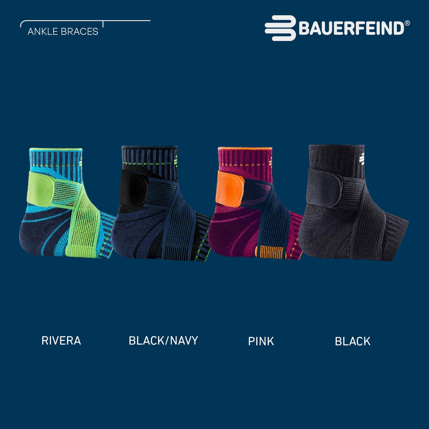 BAUERFEIND Ankle Support ankle brace for sports like soccer, fitness, and running. Prevents ankle injuries and provides stability. Pink, size L.