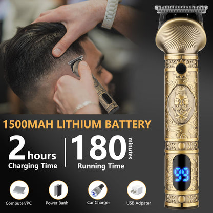 Professionelle Haarschneidemaschine für Herren. Präzisionstrimmer für Bart, Haare, Nasenhaare und Körperhaare. Inklusive T-förmigem Trimmer. Alles in einem!