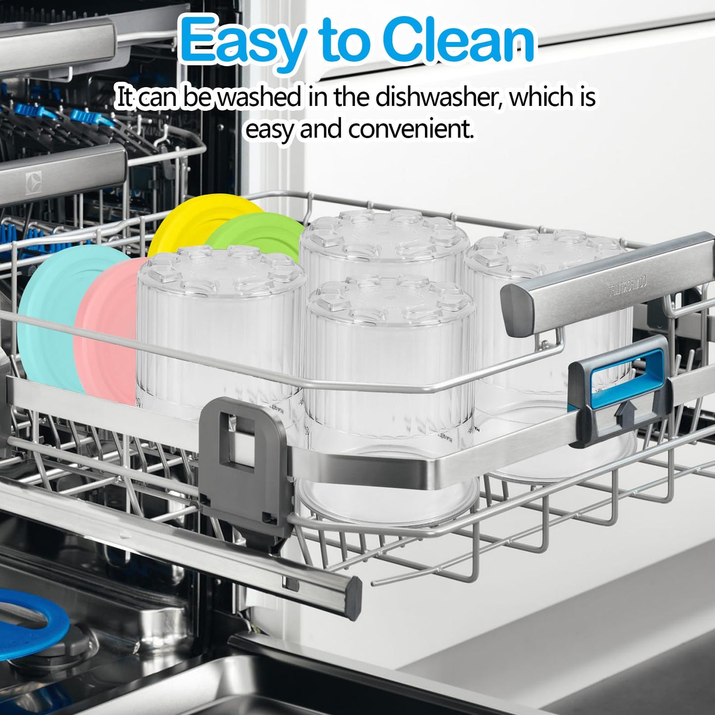 Apritsce Creami Deluxe containers for Ninja ice cream maker, 4 pieces of ice cream containers for Ninja NC500EU, Creami Creami Deluxe accessories with lids and spoons, dishwasher safe for Ninja ice cream containers.