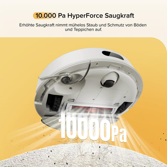 Roborock Q7 M5 robot vacuum with mopping function, 10,000Pa strong suction power, dual anti-tangle system, 150min runtime, LiDAR navigation, vacuum cleaner robot for carpet, pet hair, app control (white)