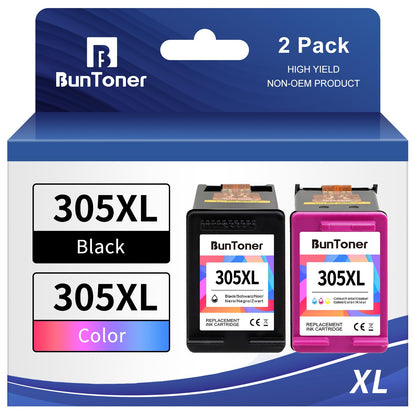BunToner 305 XL cartridges Compatible for hp 305 printer cartridges XL Set for HP DeskJet 2720e 4120e HP Envy 6000 6420e Pro 6430 6432 Printer (Black, Color, 2-Pack)